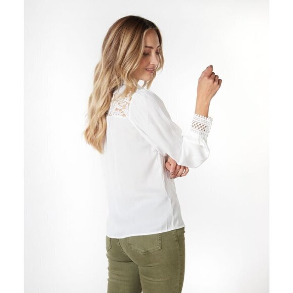 NWT ESQUALO White Crochet Lace Blouse - Picture 7 of 8